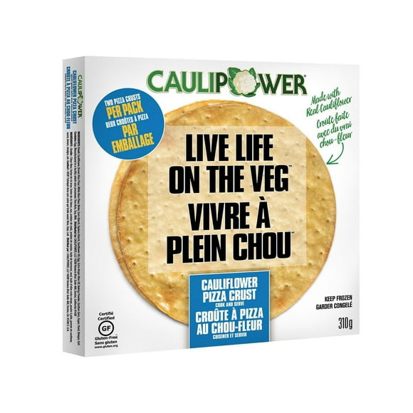 Caulipower Cauliflower Pizza Crust, Gluten Free, 2 Blank Canvas Crusts Per Pack, 312g, Cauliflower Plain pizza crust