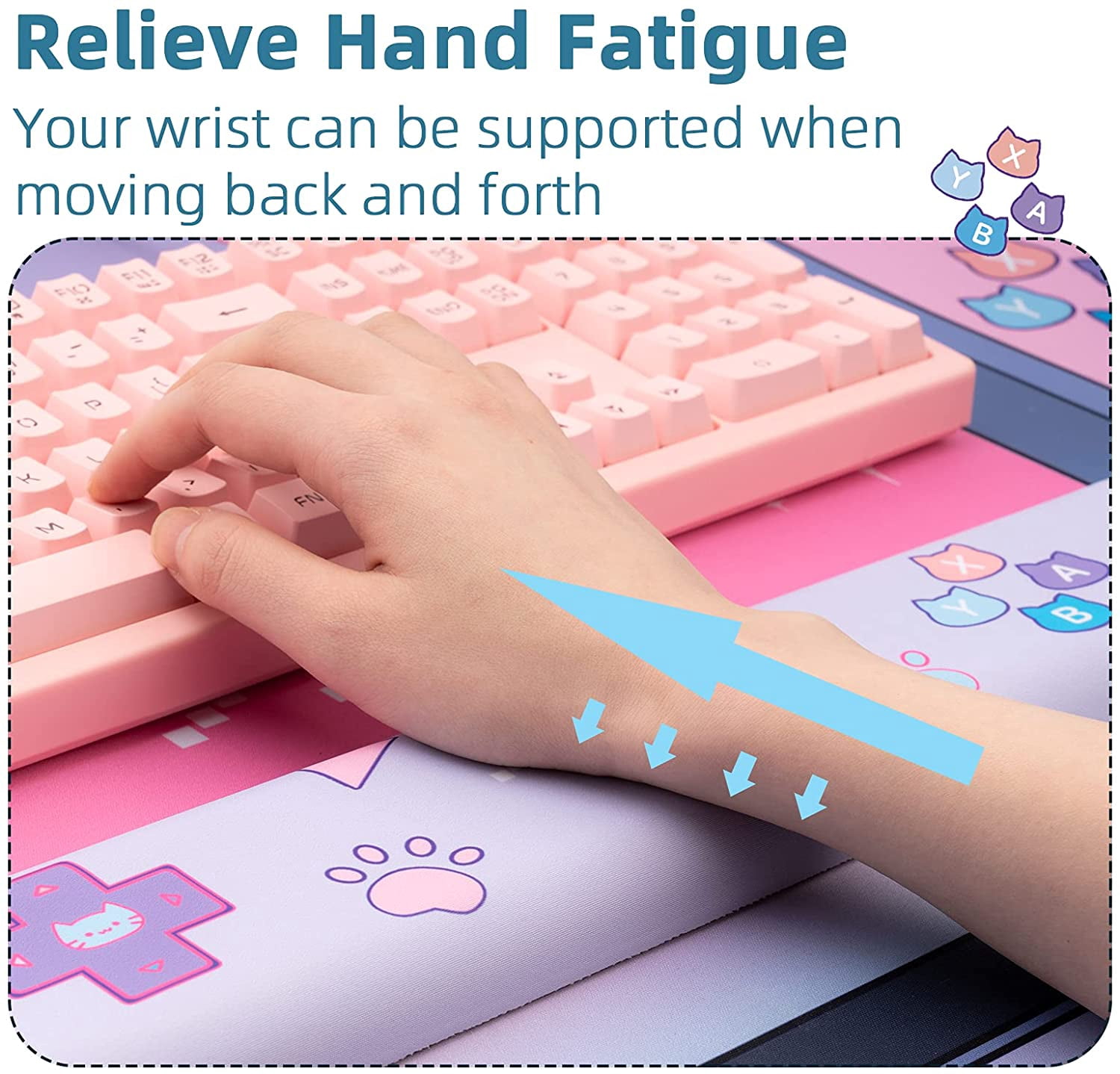 Cute Wrist Rest Supports Mouse Pad Set-non-slip Rubber Base and Lightweight Memory Foam Keyboard and Mouse Wrist Rest