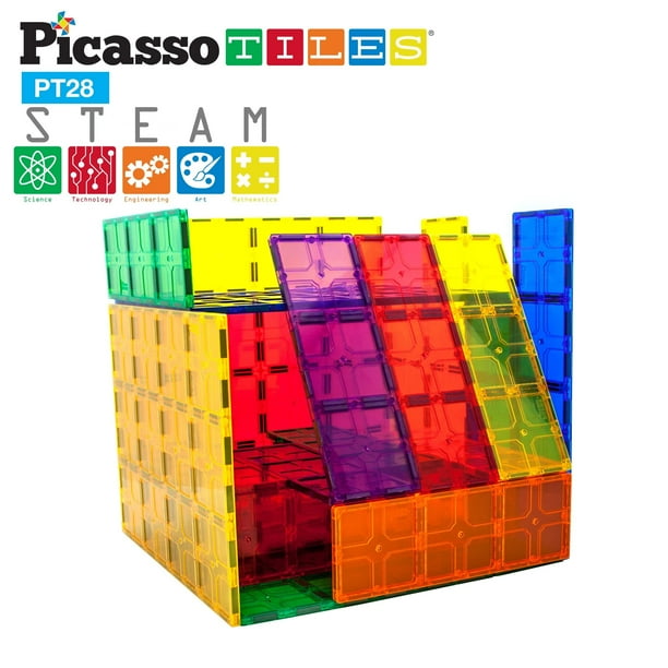 Set de bloques de construcción PicassoTiles 28 piezas con base estabilizadora