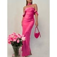thumbnail image 3 of Kmbangi Robe Longue d'Été pour Femmes Manches Courtes Épaules Dénudées Col Halter Robe de Soirée, 3 of 9