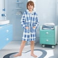 thumbnail image 5 of FORMRS Niños Bathrobe Unisex Hooded Robe Soft Plush Pajamas Sleepwear, Size 2-3T, Blue Plain, 5 of 7