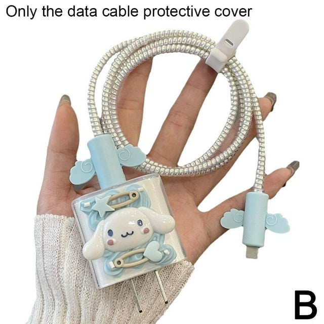 Cable de datos de Apple de 18 W/20 W con funda protectora y pegamento 3D para perro canela Melody, cable de carga rápida