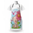 thumbnail image 3 of Funny Bear Apron, Cartoon Style Illustration of a Romantic Teddy with Hearts and Flowers, Unisex Kitchen Bib with Adjustable Neck for Cooking Gardening, Adult Size, Multicolor, by Ambesonne, 3 of 4