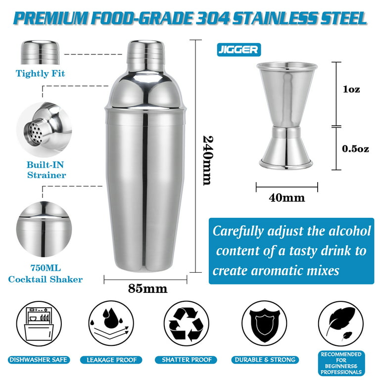 Stainless Steel Cocktail Shaker Set with Stand - 17-Piece Mixology