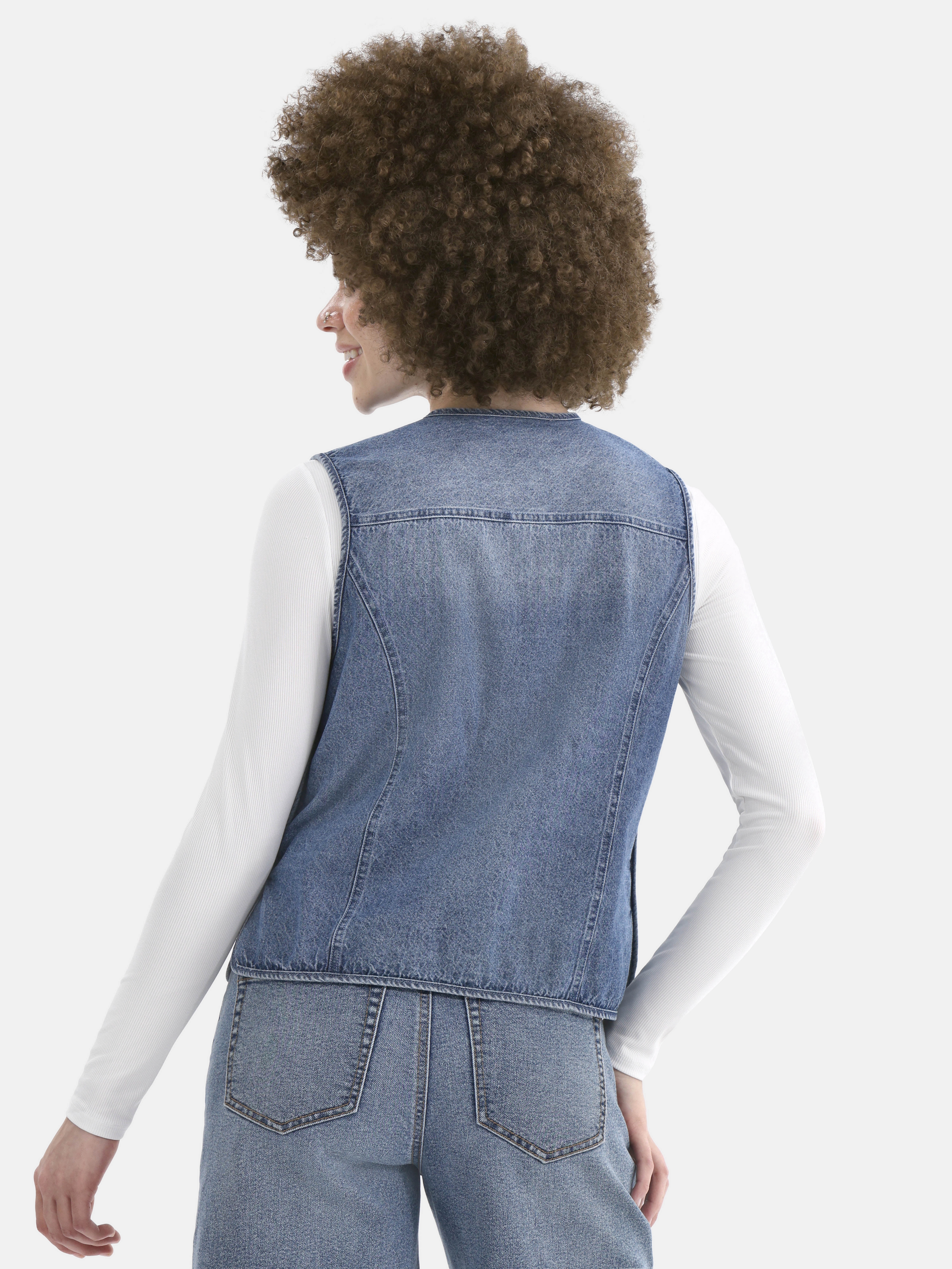 No Boundaries Cotton Denim Vest with Self Ties, Women's