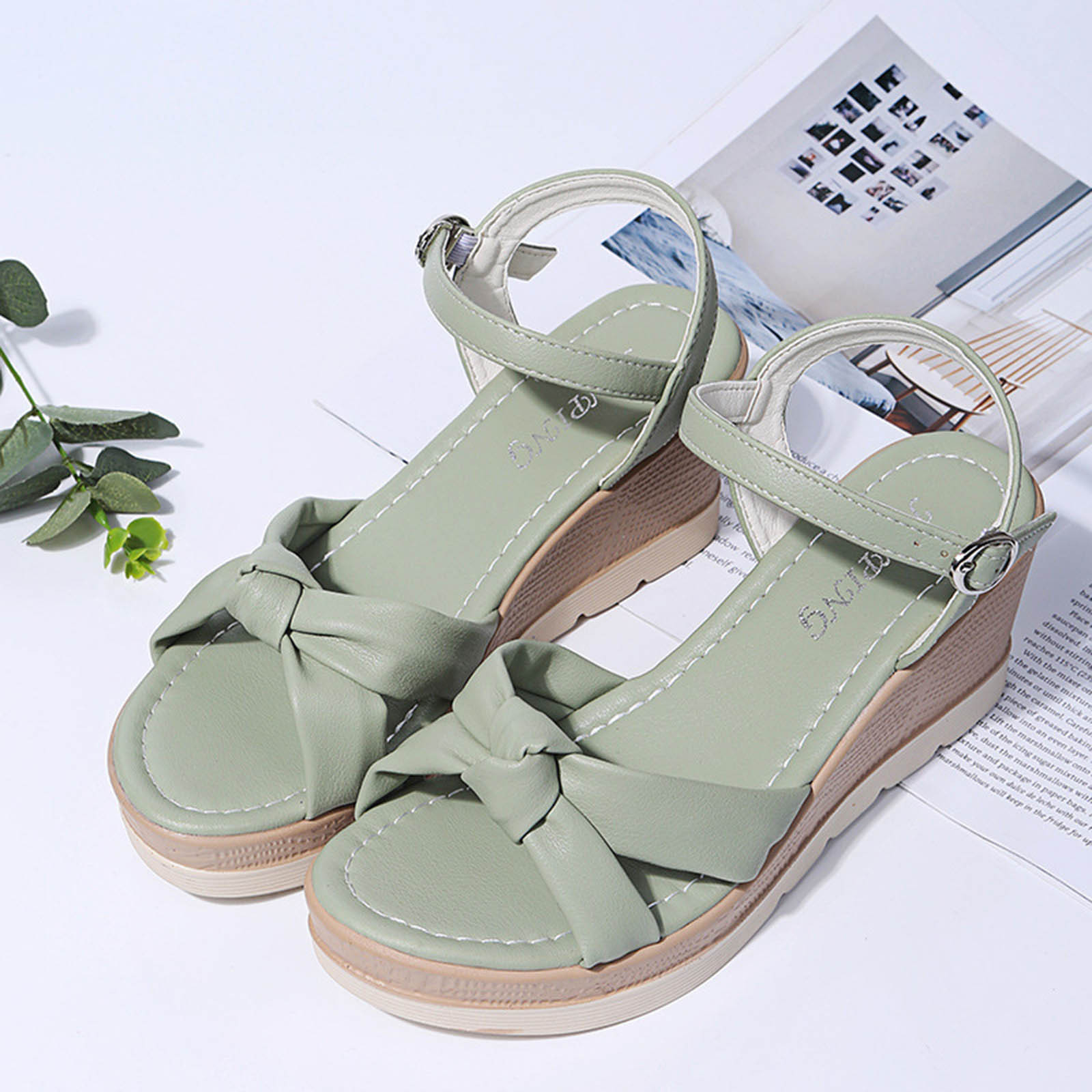 Juebong Wedge Sandals for Womens Dressy Summer Open Toe Ankle Strap ...