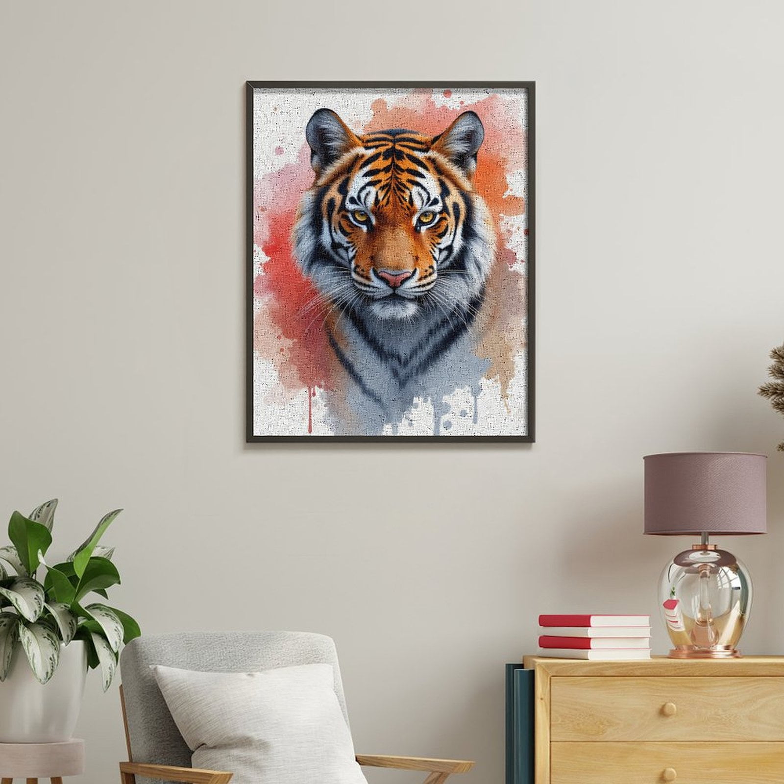 Paint By Numbers Kit for Adults Beginner - DIY Tiger Portrait Watercolor Art Canvas Painting Kits for Adults, Frameless Paint By Number for Adults for Home Wall Decor 16x20 Inch