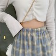 thumbnail image 4 of VISgogo Pantalones rectos de pierna ancha para mujer, pantalones largos casuales de cintura alta con estampado a cuadros y ajuste relajado VISgogo  moda, 4 of 8