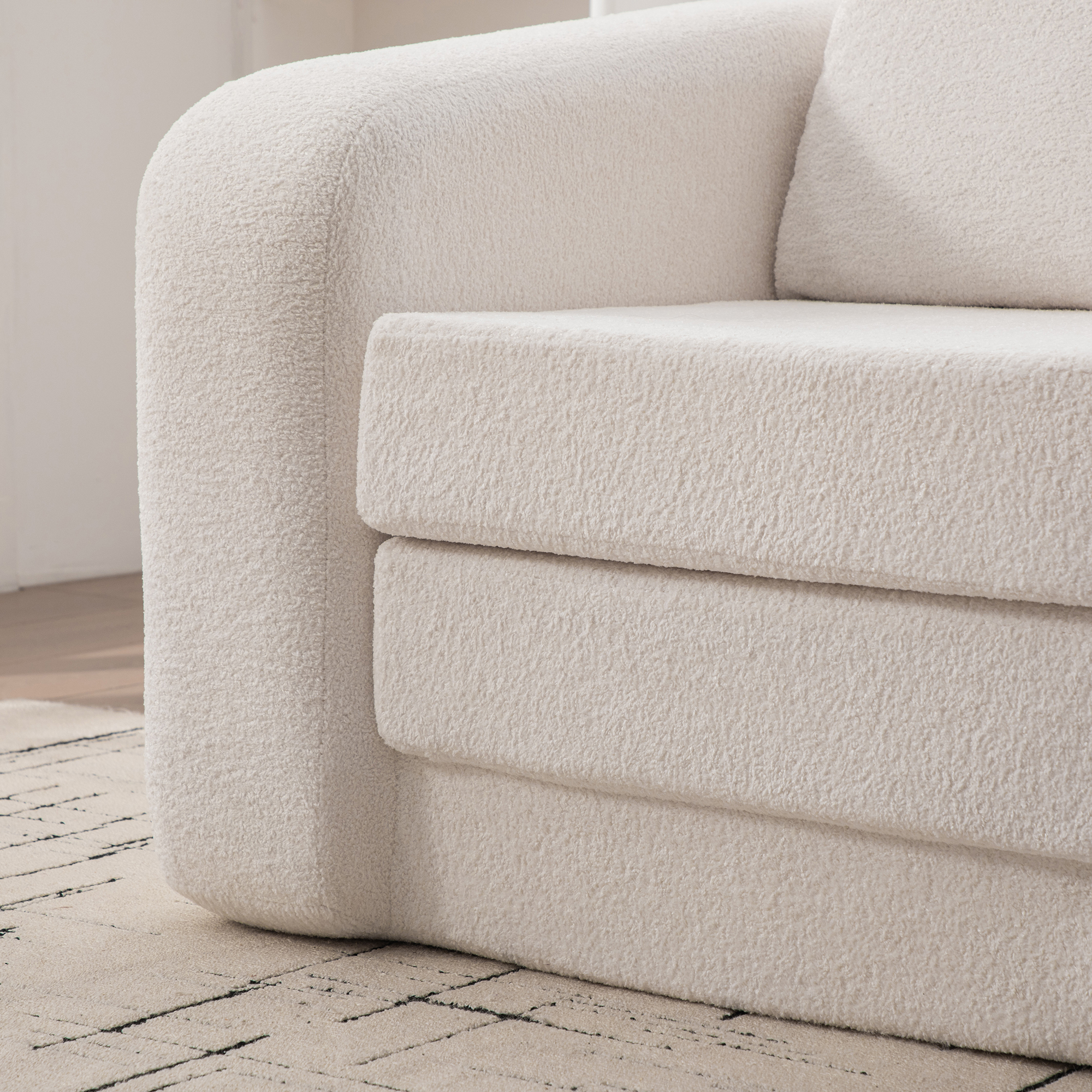Modular Folding Sofa Chair,Convertible Floor Couch with Armrest & Backrest, Sleeper Lounge Accent Chair for Apartment Living Room Bedroom Dorm,Ivory White