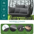 thumbnail image 5 of NICESOUL Double Wicker Rocking Egg Chair Indoor Outdoor Oversized Egg Basket Lounge Chair 2 Persons with Legs, Patio Egg Chair with Thick Cushions 500lbs Egg Shaped Loveseat with Cover(Gray), 5 of 9