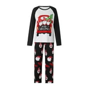 Seyurigaoka Family Matching Christmas Pajamas Outsuit, Printed Long Sleeve T-shirt + Trousers
