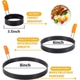 thumbnail image 3 of Egg Rings Pancake Mold Set, Stainless Steel Egg Rings Pancake Molds for Griddle 6pack, Egg Rings for Griddle, Silicone Egg Rings with Handle Cooking Egg Pancake (8 Inch, 6 Inch, 3.5 Inch), 3 of 5