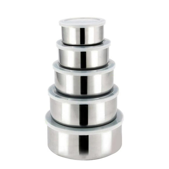 Cuenco de Acero Inoxidable de 5 Piezas con Tapas Herméticas Sunnimix Tazones para mezclar con tapas