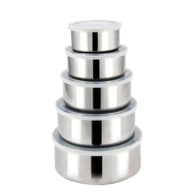 Cuenco de Acero Inoxidable de 5 Piezas con Tapas Herméticas Sunnimix Tazones para mezclar con tapas