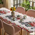 thumbnail image 3 of Roses Valentine's Day Table Cloths for 8 Foot Rectangle Tables, Romantic Spring Floral Farmhouse Patio Waterproof Elastic Fitted Tablecloths, Washable Rectangular Table Cover for Camping, 3 of 8
