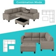 thumbnail image 6 of Living Room Furniture Sets, Sectional Corner Sofa L-Shape Couch Saving with Storage Ottoman & Cup Holders Design for Large Space Dorm Apartment (Linen, Brown), 6 of 9
