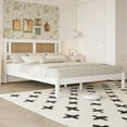thumbnail image 3 of Queen Bed Frame with Boho Natural Rattan Headboard,Minimalist Platform Bed Frame with Solid Wood Slats Support for Bedroom,Guest-Room,No Box Spring Needed,Easy Assembly,83.3"x63.4"x35",White, 3 of 8