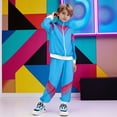 thumbnail image 2 of ANINEO Boys Disco Tracksuit Zip Up Hop Dance With Patchwork Print Long Sleeve Tops Pants Athletic Outfit Sets For Kids Soft Child Clothes Sets, 2 of 7
