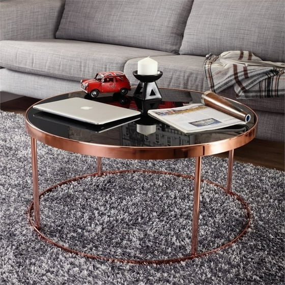Furniture Of America Vida Round Coffee Table In Rose Gold