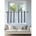 thumbnail image 4 of Navy Blue Aqua Striped Tier Curtains 36 Inch Length, Sheer Curtains for Bedroom Living Room Window Farmhouse Stripe Art Rod Pocket Voile Drapes Kitchen Curtains Small Half Window 27.5"x36" 2 Panels, 4 of 6