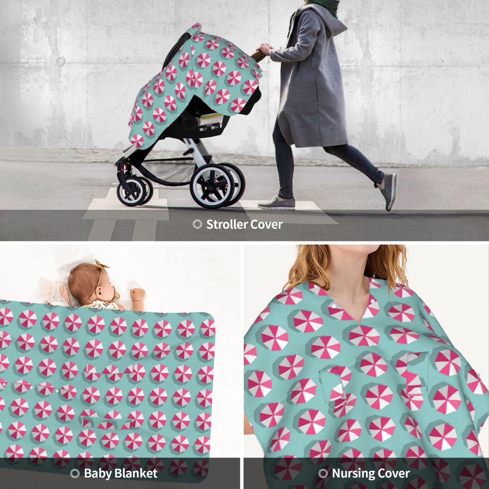 Car Seat Cover Baby - summer Pattern Breathable Infant Car Seat Cover for Baby Carseat, Lightweight Comfort Baby Essentials Must Haves Newborn Stuff for Girl Boy