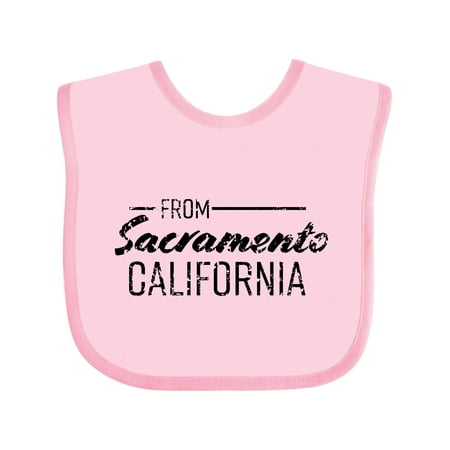 

Inktastic From Sacramento California in Black Distressed Text Gift Baby Boy or Baby Girl Bib