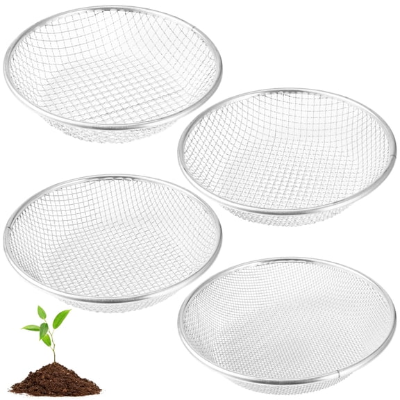 4 PCS Soil Sifter for Gardening, Metal Fine Dirt Sieve Sifter with 3 6 8 10mm Mesh Screens, 11.8 in Round Rock Sifter for 5 Gallon Bucket, Planting Garden Filtering Tool for Rocks Clumps Debris Ro