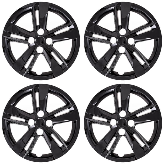 Set of 4 16" 5 Dbl Spoke Wheel Covers for 2018-2023 Nissan Kicks S - Gloss Black