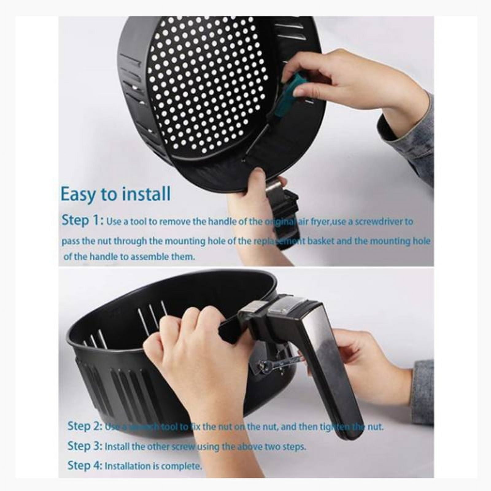 Air Fryer Replacement Basket for Power XL DASH Gowise USA Cozyna 5.5Qt Air Fryer,Air Fryer Accessories Black