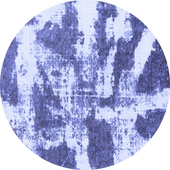 Ahgly Company Indoor Round Abstract Blue Modern Area Rugs, 6' Round