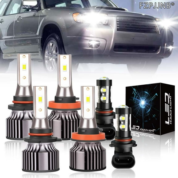 FZPJJNB For Subaru Forester 2006-2013 - 9005 H11 9145 LED Headlight Fog Light Hi/Low Beam Combo 6000K,U6