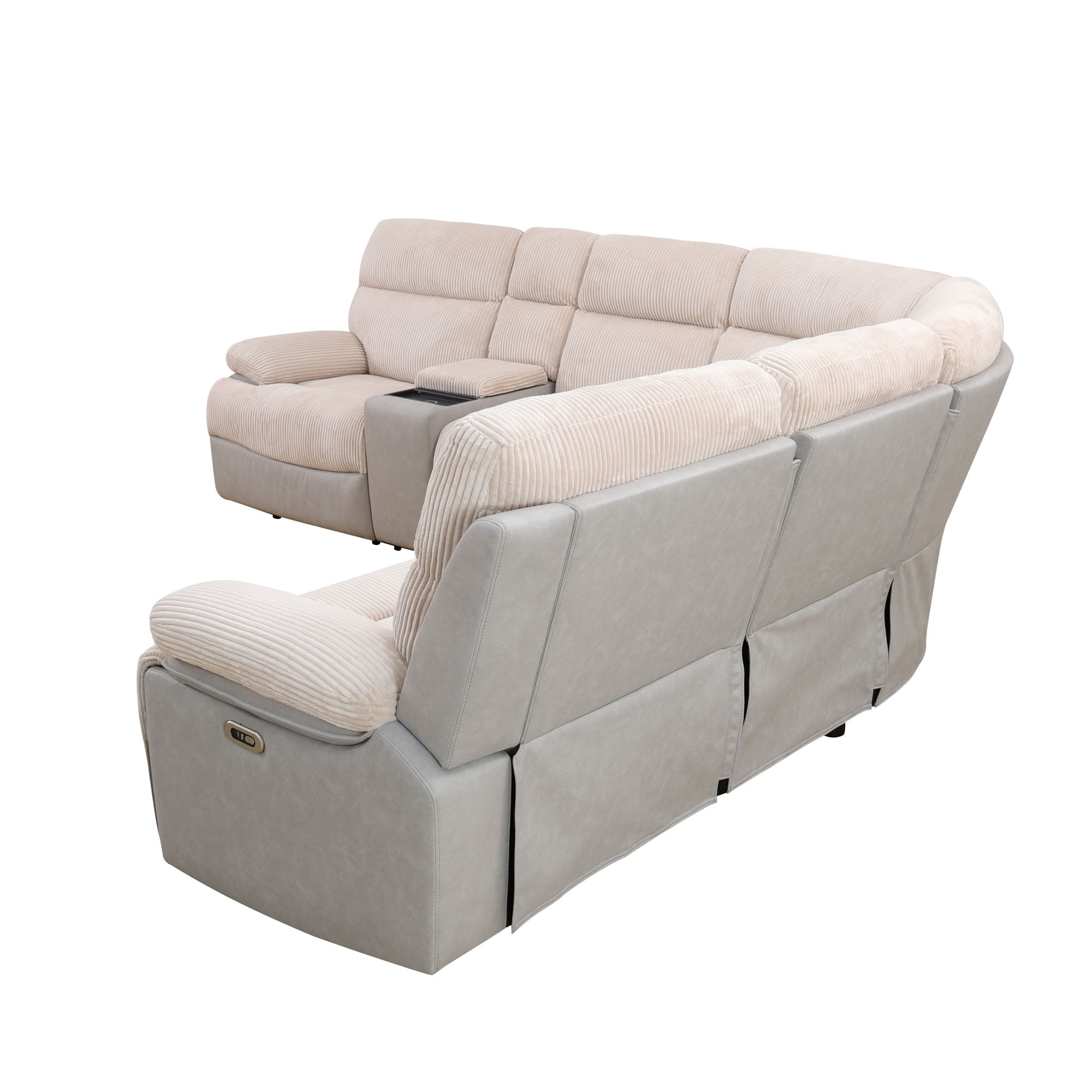 MAYEERTY Power Reclining L-Shaped Sectional Sofa, Home Theater Seating with Wireless Charging & LED Lights, for Living Room