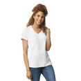 thumbnail image 4 of Gildan Heavy Cotton Women’s V-Neck T-Shirt, 100% Cotton, Soft & Durable, Semi-Fitted, White, 2XL, 4 of 5