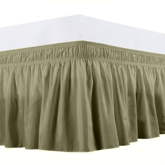 The Great American Store- Easy to Fit Wrap Around Elastic Bed skirt/Dust Ruffle 750 TC Cotton (Solid Taupe, Expanded Queen) - 14 Inch Drop Length Easy to Care, Hotel Quality, Adjustable Bed Skirt