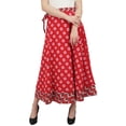 thumbnail image 1 of Phagun Jupe Portefeuille Réversible en Coton Imprimé Ikat Rouge Double Couche, 1 of 6