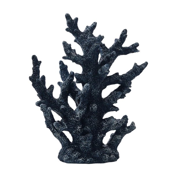 Decoración de pecera de coral artificial, obra de arte, artesanía de resina, decoración de escritorio coleccionable Negro