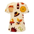 thumbnail image 3 of Ladies' Thanksgiving Printed Short Sleeved Protective Clothing V Tie Pocket T Shirt Top 3 Womens Tops Short Sleeve Casual Women Shirts Long Sleeve Compression Shirt Long Sleeve Womens T Shirts, 3 of 4