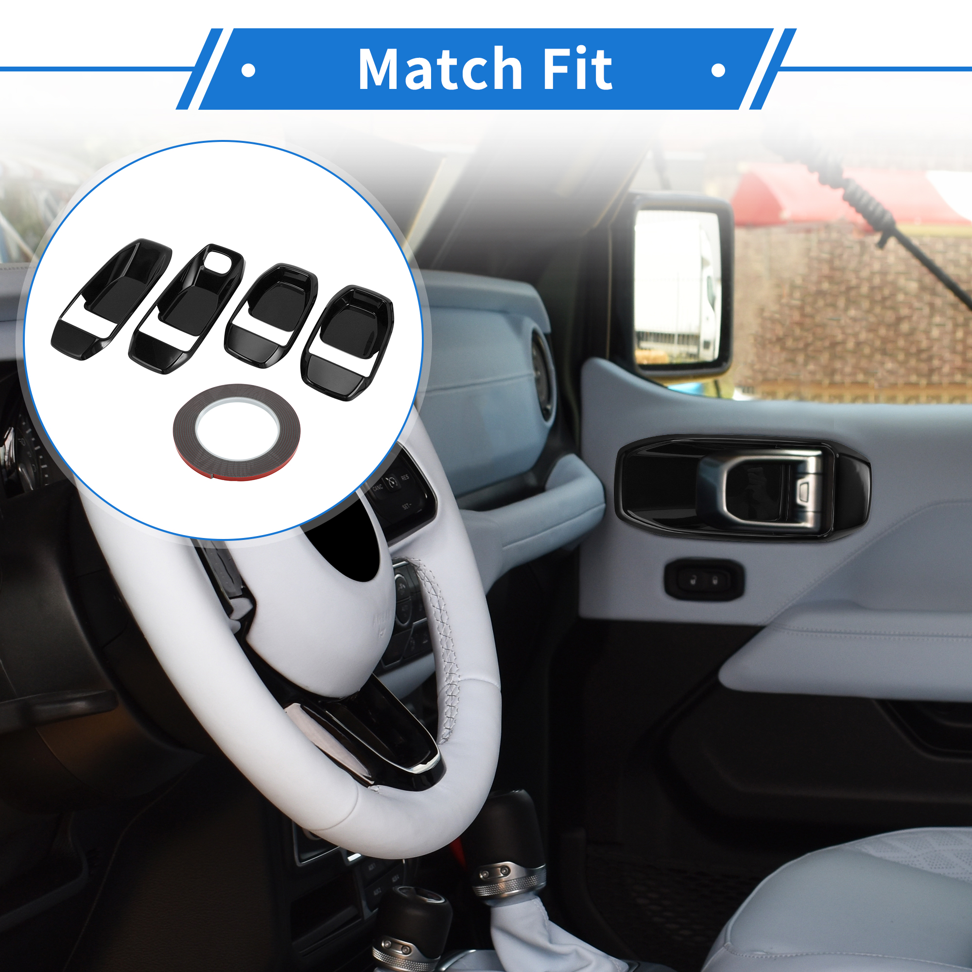 Unique Bargains 4 Pcs Door Bowl Cover Trim Compatible for Jeep Wrangler JL 2018-2022 ABS Black Exterior Accessories