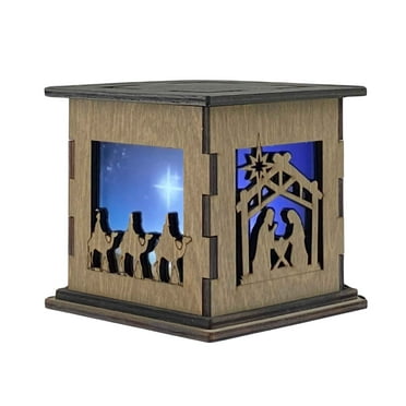 Nativity Light Up Box | Three Wise Men Christmas Shelf Decor