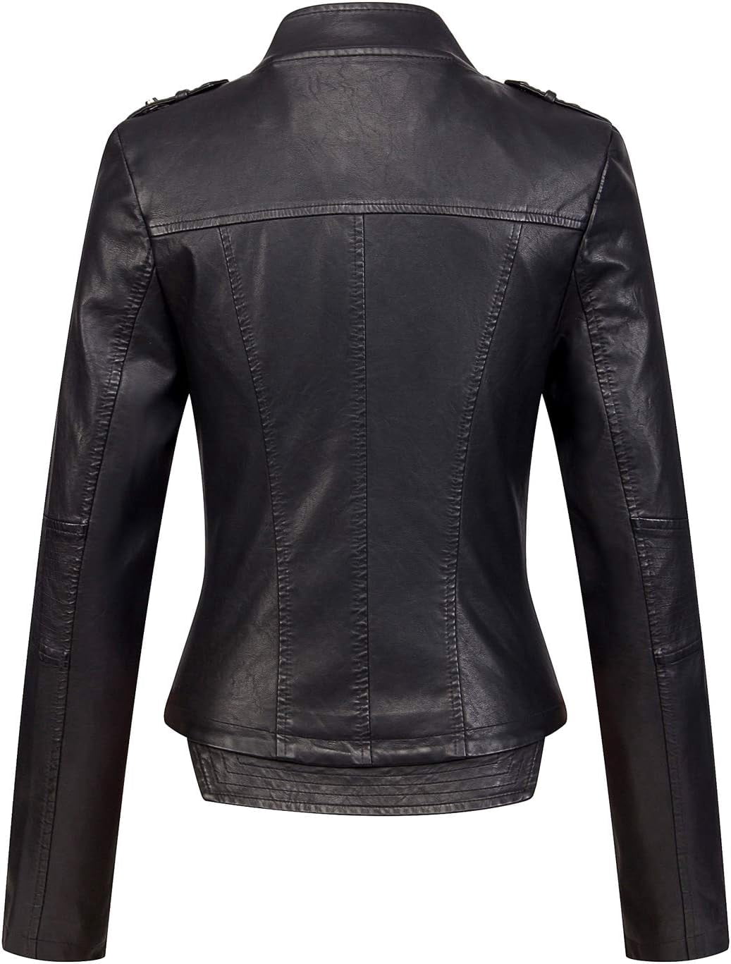 NANAHuang Women's Candy Color Asymmetric Zip Slim Faux Leather Cropped Moto Jacket