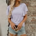 thumbnail image 5 of Uaswgudfs Women's Diamond Cutout Flutter Sleeve Blouse: Relaxed Fit Summer Top with Breathable Fabric & Chic Casual Elegance Purple XL, 5 of 6