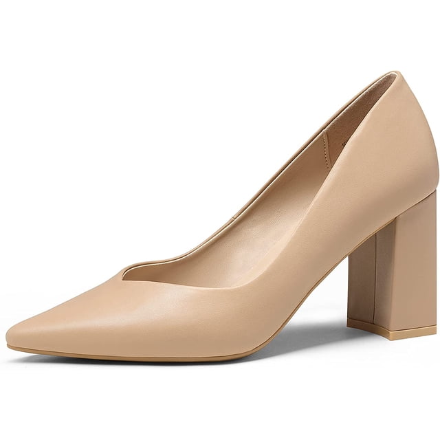 Dream Pairs Las mujeres de alta Chunky cerrado del dedo del pie Tacones puntiagudos del partido de la boda elegante deslizamiento en los zapatos de las bombas SDPU2229W Dream Pairs SDPU2229W