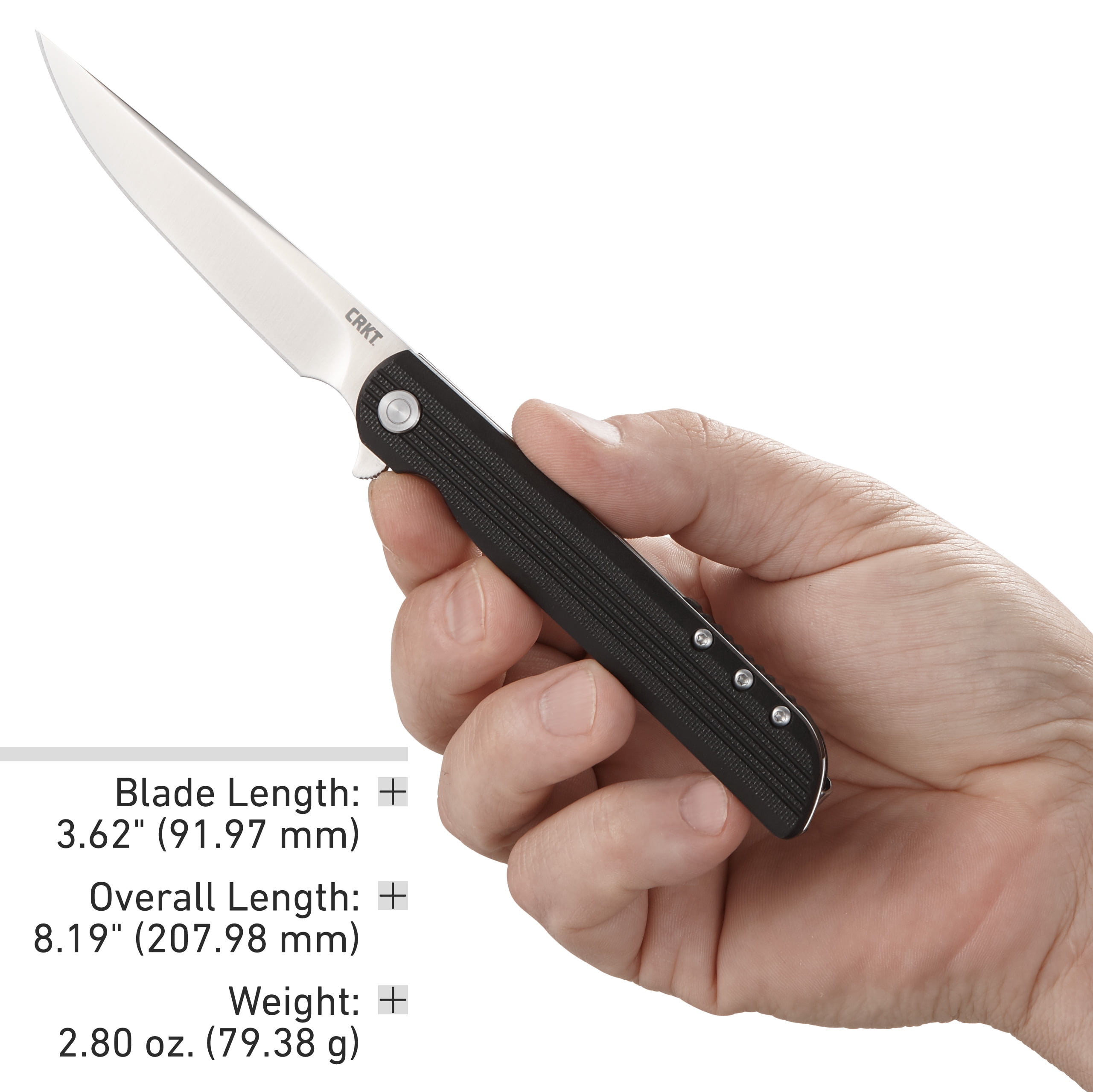 CRKT LCK + Everyday Carry Assisted Folding Knife with Liner Lock: Stainless Steel Plain Edge Blade, Glass-Reinforced Nylon Handle, Pocket Clip, 3810