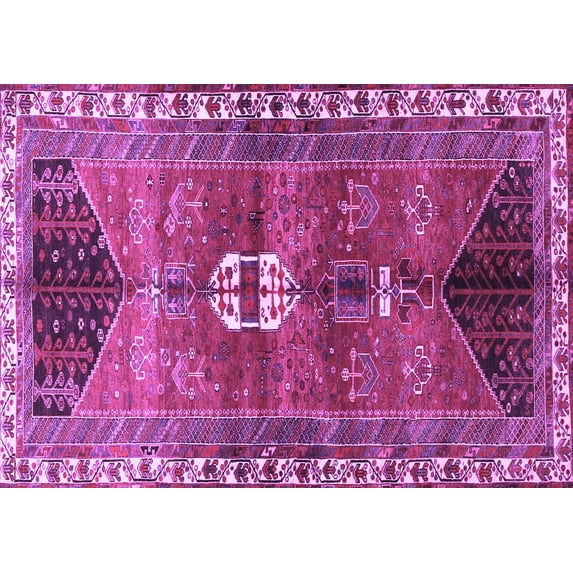 Ahgly Company Indoor Rectangle Medallion Purple Traditional Area Rugs, 3' x 5'