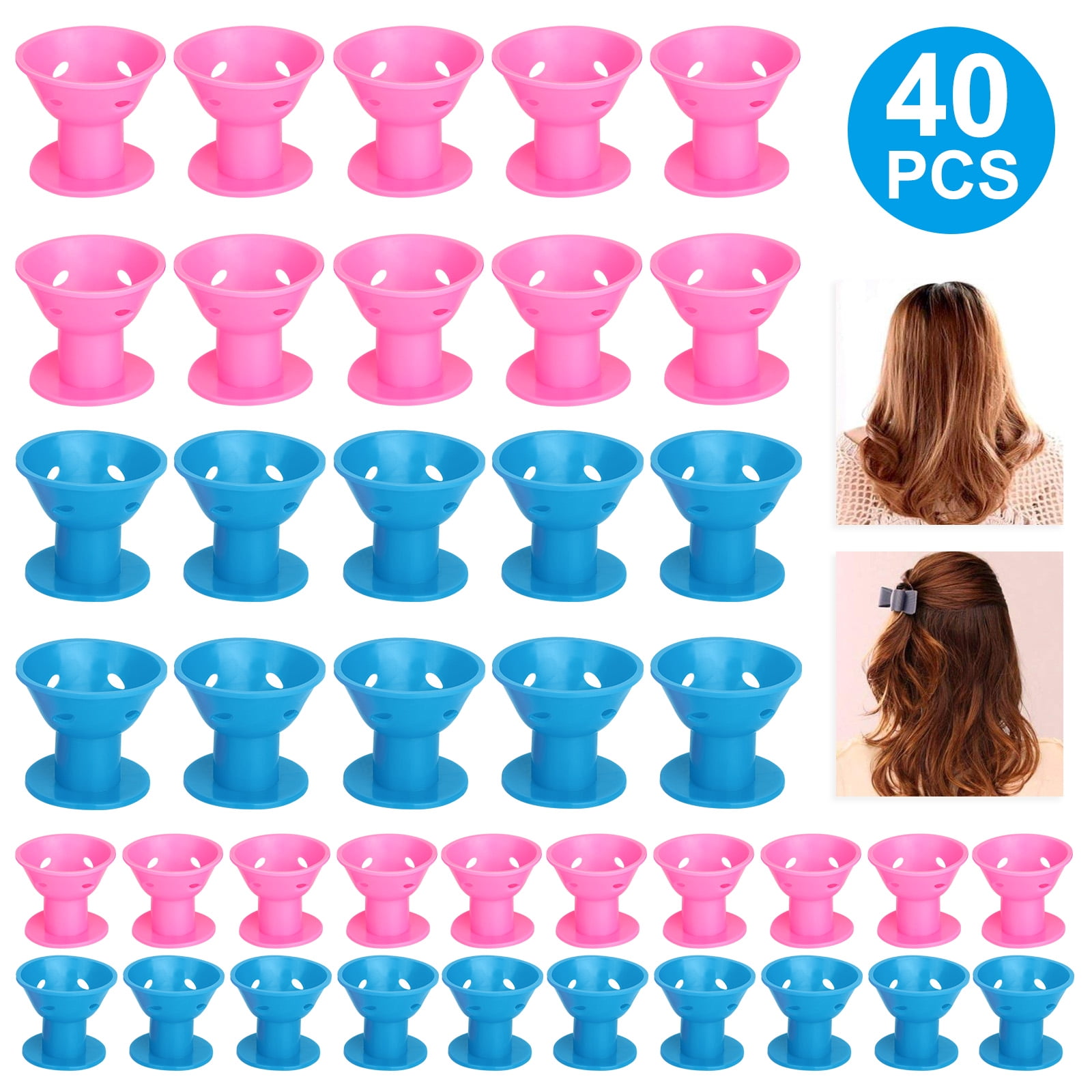 40pcs Magic Silicone Hair Rollers, EEEkit Heatless Hair Curlers, Soft