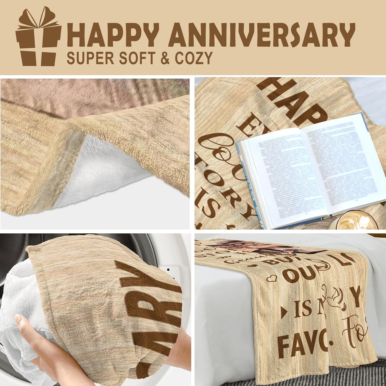 Wedding Anniversary Blanket Gifts for Him Her Wife Husband Men Women, Best Romantic Anniversary Marriage Gift for Couple Mom Parents, Happy Anniversary for Girlfriend Boyfriend Gifts Blanket