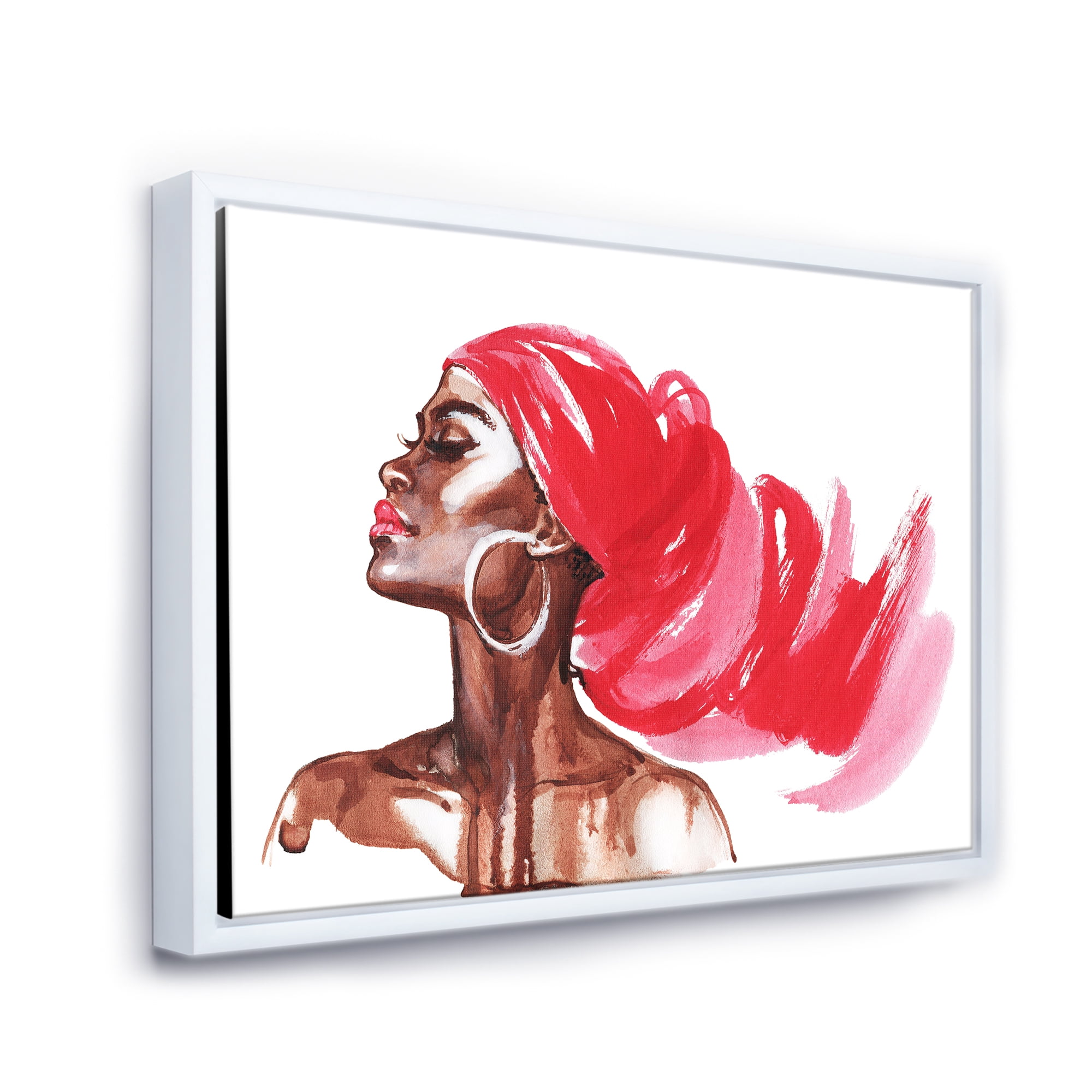 Designart 'Portrait of Afro American Woman IX' Modern Framed Canvas Wall Art Print