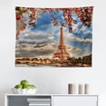 thumbnail image 1 of Eiffel Tower Tapestry, Sunset Over Eiffel Tower and Seine River Paris France Nature Scene, Fabric Wall Hanging Decor for Bedroom Living Room Dorm, 2 Sizes, Yellow Green Blue, by Ambesonne, 1 of 1