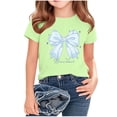thumbnail image 4 of Amidoa Girls Short Sleeve Crewneck Graphic Summer T Shirts Cotton Casual Kids Tops Green Size 4T, 4 of 6