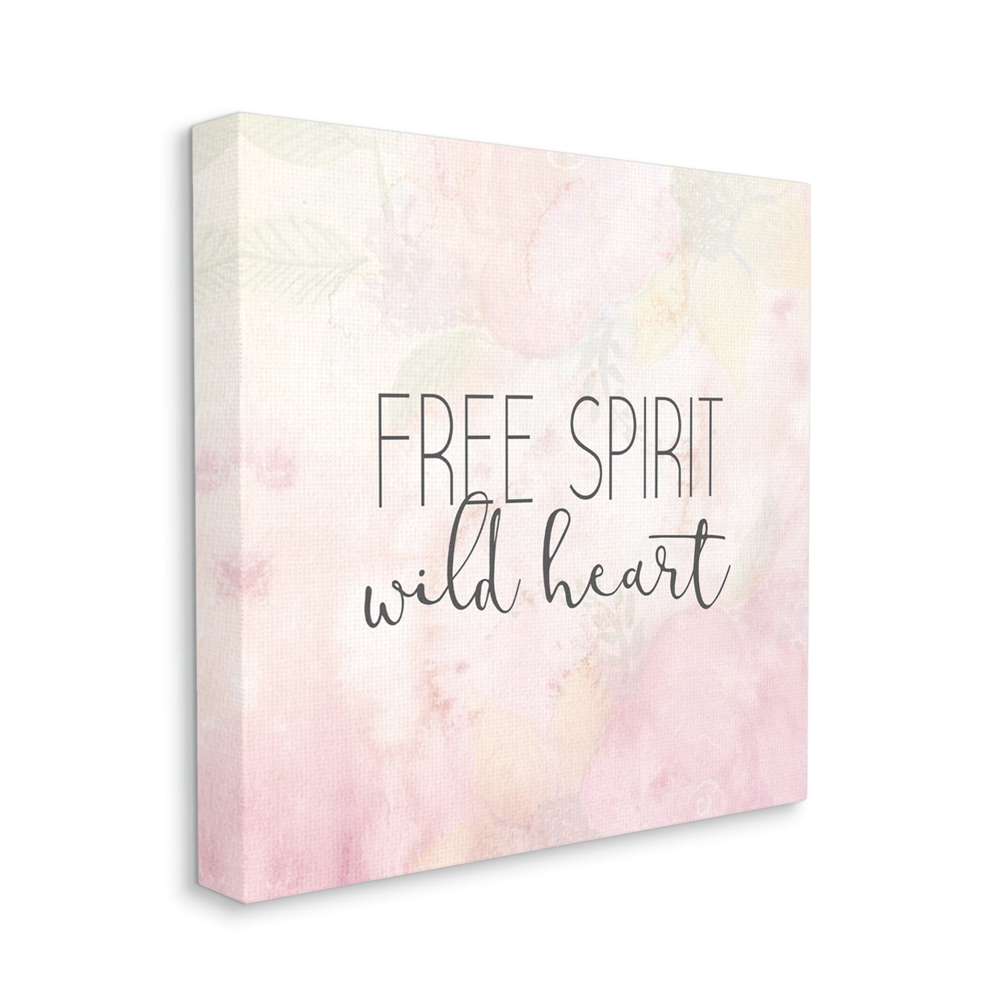 Stupell Industries Free Spirit Wild Heart Inspirational Pastel Watercolor Canvas Wall Art, 24 x 24, Design by Kim Allen